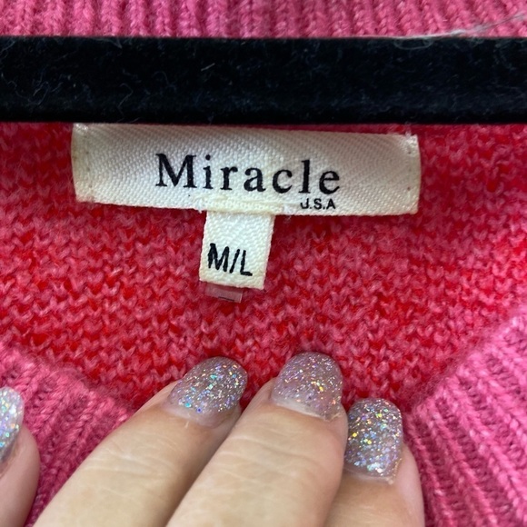 Miracle pink LOVE sweater women’s size large - Picture 4 of 7